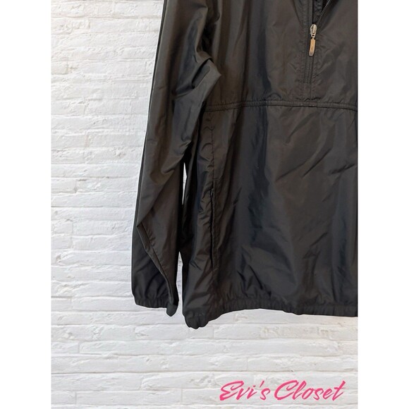 Acuity Mens Black Pullover Windbreaker Golf Rain Jacket 1/4 zip Hidden Hood Sz M - Picture 9 of 15